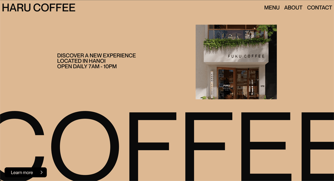 Coffee Shop website with small animations